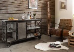 Desserte 137x46 Manguier Laqué Gris HEAVY INDUSTRY #124