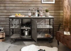 Desserte 137x46 Manguier Laqué Gris HEAVY INDUSTRY #124 10 Desserte 137x46 Manguier Laqué Gris HEAVY INDUSTRY #124 -Massivmoebel24 09 322 677 0124 3