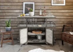 Bar 117x46 Manguier Laqué Gris HEAVY INDUSTRY #167 10 Bar 117x46 Manguier Laqué Gris HEAVY INDUSTRY #167 -Massivmoebel24 09 322 677 0167 3