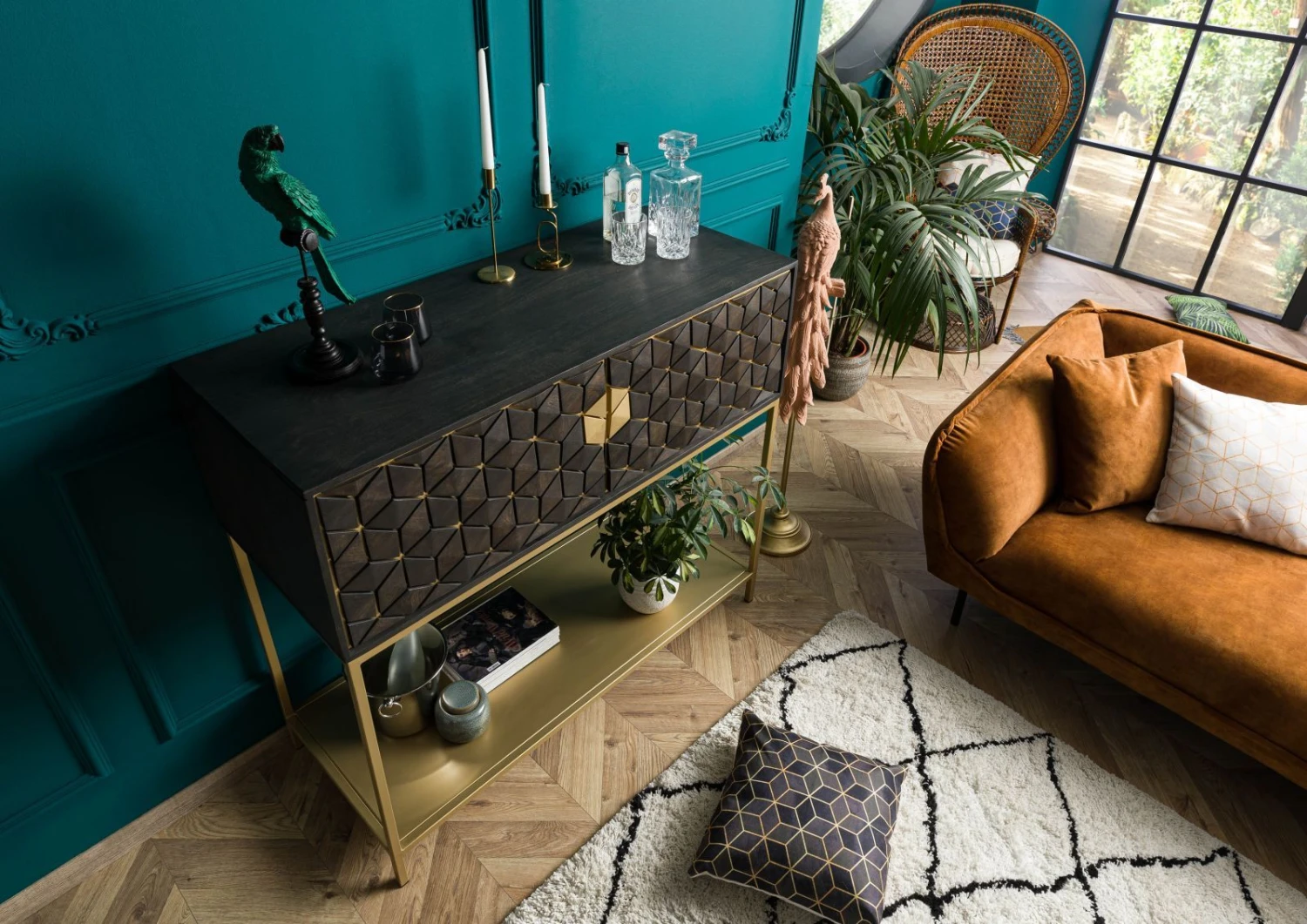 Meuble Bar 122x50 Manguier Huilé Gris Taupe DIAMOND #113 2 Meuble Bar 122x50 Manguier Huilé Gris Taupe DIAMOND #113 – Image 2