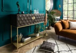 Meuble Bar 122x50 Manguier Huilé Gris Taupe DIAMOND #113 12 Meuble Bar 122x50 Manguier Huilé Gris Taupe DIAMOND #113 -Massivmoebel24 09 322 760 0013 3