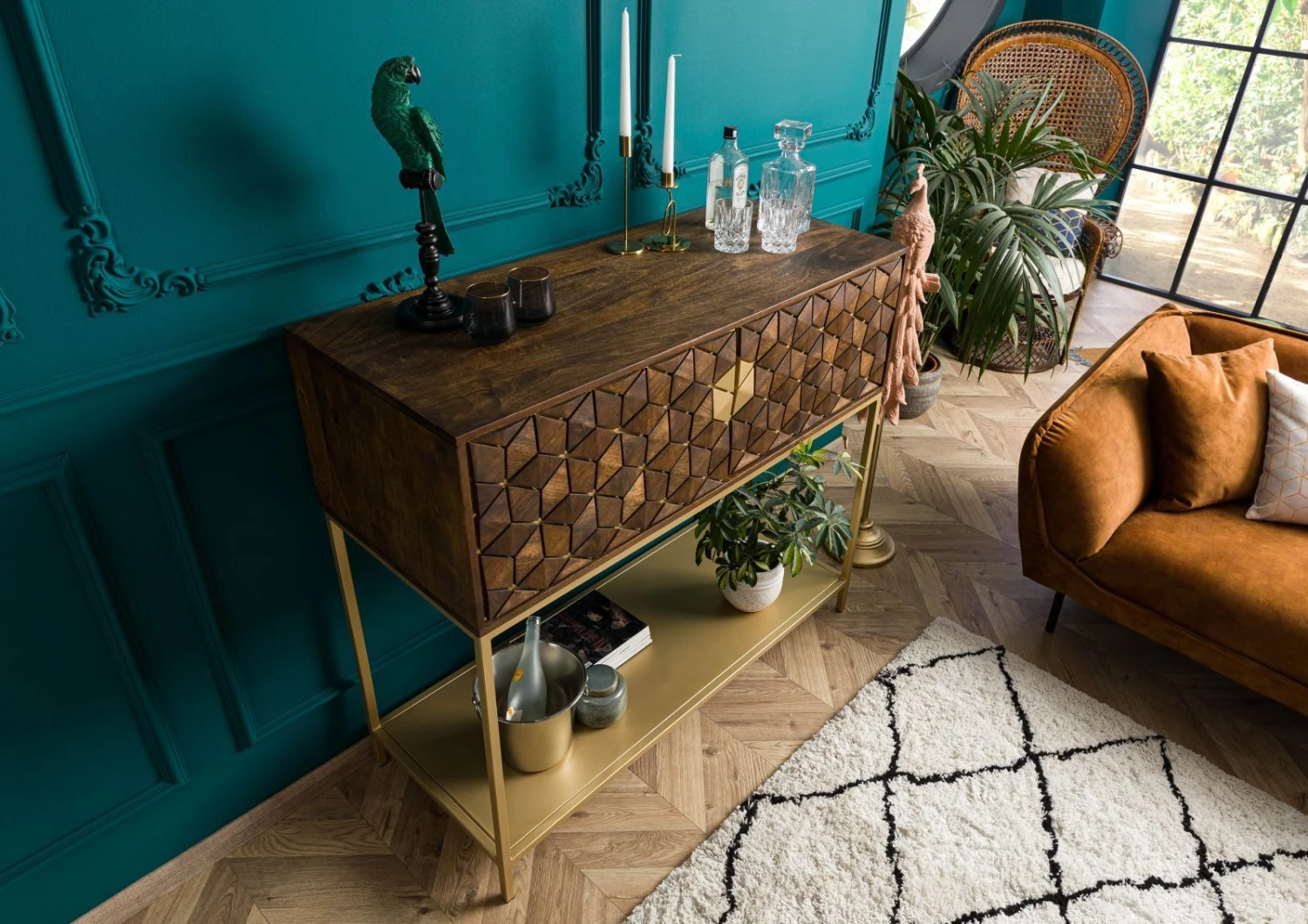 Meuble Bar 122x50 Manguier Huilé Brun DIAMOND #213 2 Meuble Bar 122x50 Manguier Huilé Brun DIAMOND #213 – Image 2