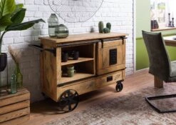 Desserte En Bois De Manguier Laqué Brun Clair RAILWAY #197