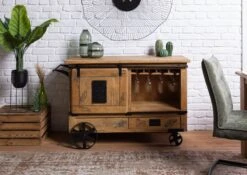 Desserte En Bois De Manguier Laqué Brun Clair RAILWAY #197 -Massivmoebel24 09 322 772 0097 03