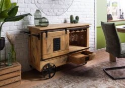 Desserte En Bois De Manguier Laqué Brun Clair RAILWAY #197 -Massivmoebel24 09 322 772 0097 04