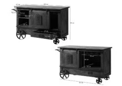 Desserte En Bois De Manguier Laqué Brun Clair RAILWAY #197 -Massivmoebel24 09 322 772 2097 08