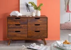 Commode 90x40 Palissandre Laqué Noisette MALMÖ 2 #105 -Massivmoebel24 09 330 220 0005 3