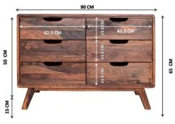 Commode 90x40 Palissandre Laqué Noisette MALMÖ 2 #105 -Massivmoebel24 09 330 220 0005 8