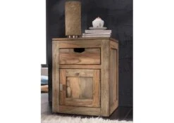 Meuble D'appoint 45x40 Palissandre Huilé Gris Taupe NATURE GREY #713 -Massivmoebel24 09 330 550 1043 3