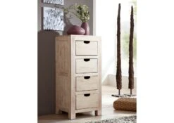 Commode 45x40 Acacia Blanchi Blanc NATURE WHITE #54