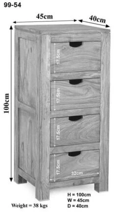 Commode 45x40 Acacia Blanchi Blanc NATURE WHITE #54 -Massivmoebel24 09 330 552 0054 8