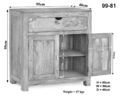 Buffet 90x40 Acacia Blanchi Blanc NATURE WHITE #81 -Massivmoebel24 09 330 552 0081 8