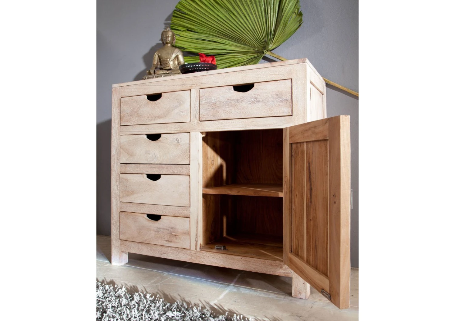 Buffet 90x42 Acacia Blanchi Blanc NATURE WHITE #88 4 Buffet 90x42 Acacia Blanchi Blanc NATURE WHITE #88 – Image 4