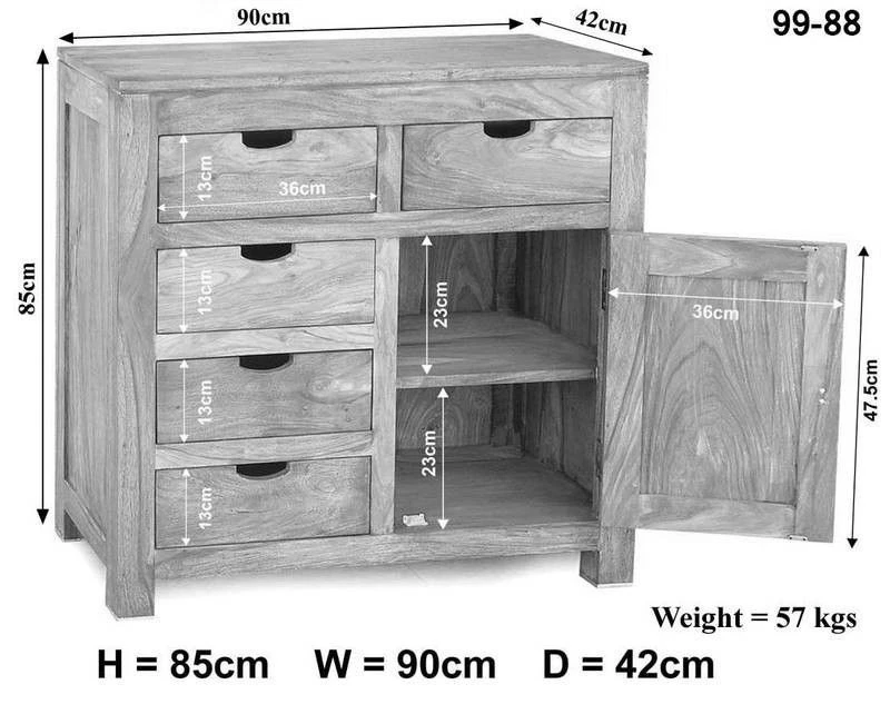 Buffet 90x42 Acacia Blanchi Blanc NATURE WHITE #88 6 Buffet 90x42 Acacia Blanchi Blanc NATURE WHITE #88 – Image 6