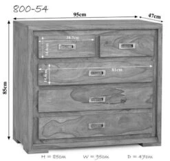 Commode 95x47 Palissandre Huilé Brun NATURE BROWN #854 -Massivmoebel24 09 330 554 8054 8