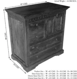 Commode 87x50 Acacia Laqué Miel OXFORD #0446 -Massivmoebel24 09 330 610 0009 8