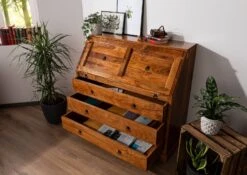 Secrétaire 107x50 Acacia Laqué Miel OXFORD #0515 -Massivmoebel24 09 330 610 0P38 3