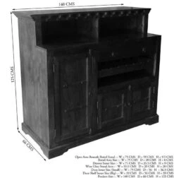 Meuble Bar 140x66 Acacia Laqué Miel OXFORD #0903 16 Meuble Bar 140x66 Acacia Laqué Miel OXFORD #0903 -Massivmoebel24 09 330 610 9603 8