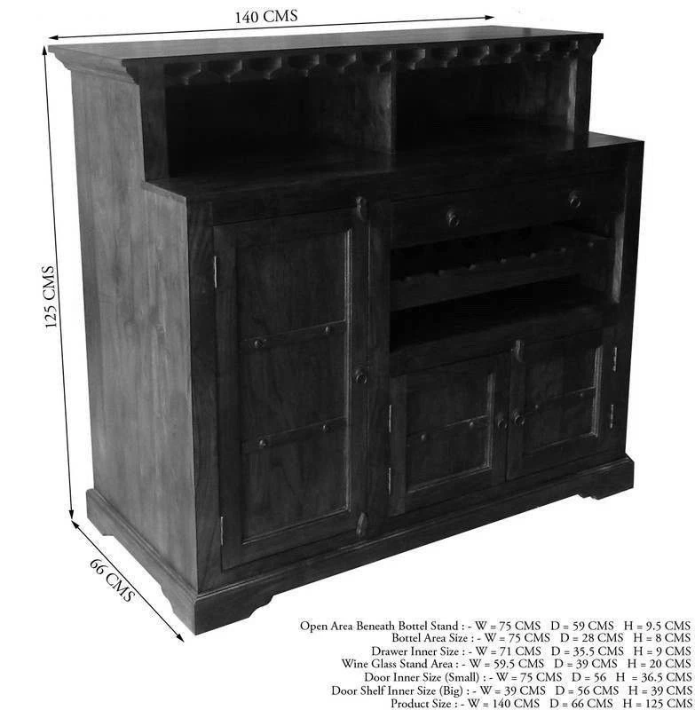 Meuble Bar 140x66 Acacia Laqué Miel OXFORD #0903 8 Meuble Bar 140x66 Acacia Laqué Miel OXFORD #0903 – Image 8