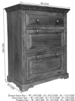 Commode 80x45 Acacia Laqué Miel OXFORD #0904 -Massivmoebel24 09 330 610 9604 8