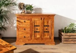 Buffet 106x50 Acacia Laqué Miel OXFORD #0408 -Massivmoebel24 09 330 611 4506 3