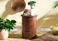 Commode 42x42 Acacia Laqué Nougat OXFORD #337 7 Commode 42x42 Acacia Laqué Nougat OXFORD #337 -Massivmoebel24 09 330 620 0137 3