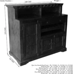 Meuble Bar 140x66 Acacia Laqué Nougat OXFORD #903 16 Meuble Bar 140x66 Acacia Laqué Nougat OXFORD #903 -Massivmoebel24 09 330 620 9603 8