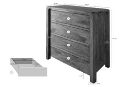 Commode 96x50 Palissandre Huilé Brun BUENO #1004 -Massivmoebel24 09 330 679 1004 08