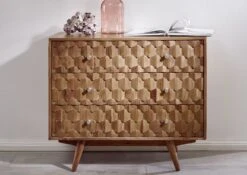 Commode 88x42 Acacia Laqué Bois Naturel MOSAYK #107 -Massivmoebel24 09 330 689 0107 3