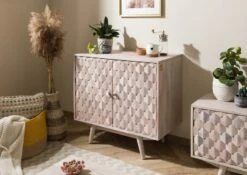 Commode En Bois D'acacia Laqué Blanc MOSAYK #213