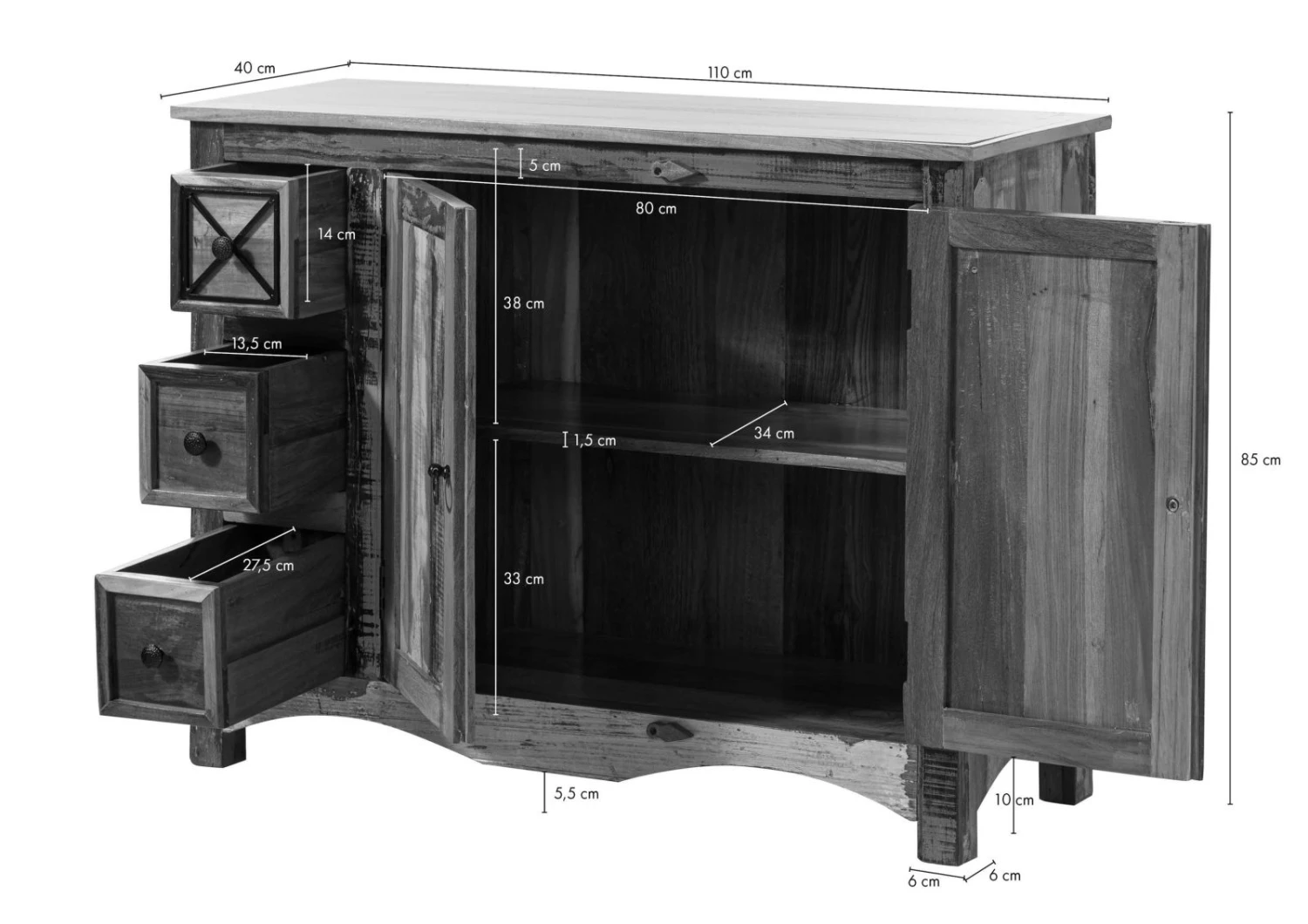 Buffet 110x40 Bois De Récupération Laqué Multicolore NATURE OF SPIRIT #17 8 Buffet 110x40 Bois De Récupération Laqué Multicolore NATURE OF SPIRIT #17 – Image 8