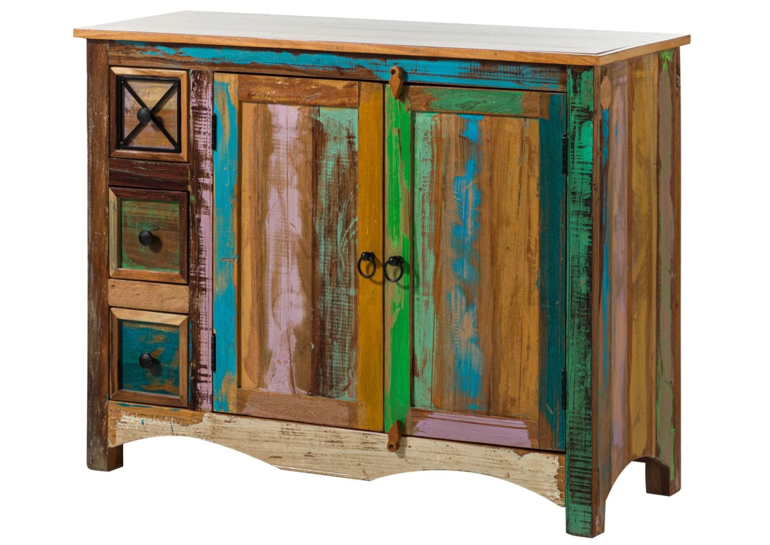 Buffet 110x40 Bois De Récupération Laqué Multicolore NATURE OF SPIRIT #17 9 Buffet 110x40 Bois De Récupération Laqué Multicolore NATURE OF SPIRIT #17 – Image 9