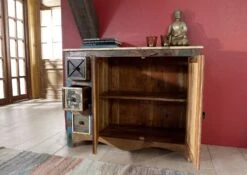 Buffet 110x40 Bois De Récupération Laqué Multicolore NATURE OF SPIRIT #17 13 Buffet 110x40 Bois De Récupération Laqué Multicolore NATURE OF SPIRIT #17 -Massivmoebel24 09 330 700 5116 4