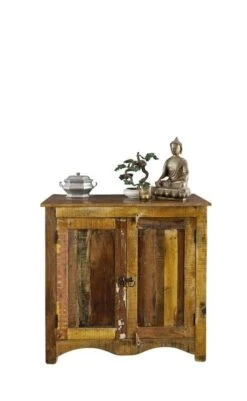 Buffet 90x40 Bois De Récupération Laqué Multicolore NATURE OF SPIRIT #19 -Massivmoebel24 09 330 700 5118 9