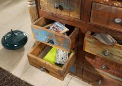 Commode 80x42 Bois De Récupération Laqué Multicolore FABLE #09 9 Commode 80x42 Bois De Récupération Laqué Multicolore FABLE #09 -Massivmoebel24 09 330 751 0009 4