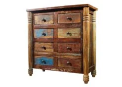 Commode 80x42 Bois De Récupération Laqué Multicolore FABLE #09 11 Commode 80x42 Bois De Récupération Laqué Multicolore FABLE #09 -Massivmoebel24 09 330 751 0009 9