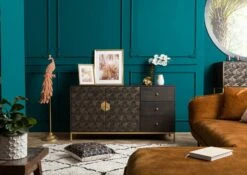 Buffet 145x40 Manguier Huilé Gris Taupe DIAMOND #107