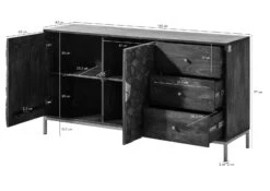 Buffet 145x40 Manguier Huilé Gris Taupe DIAMOND #107 -Massivmoebel24 09 330 760 0007 8 1