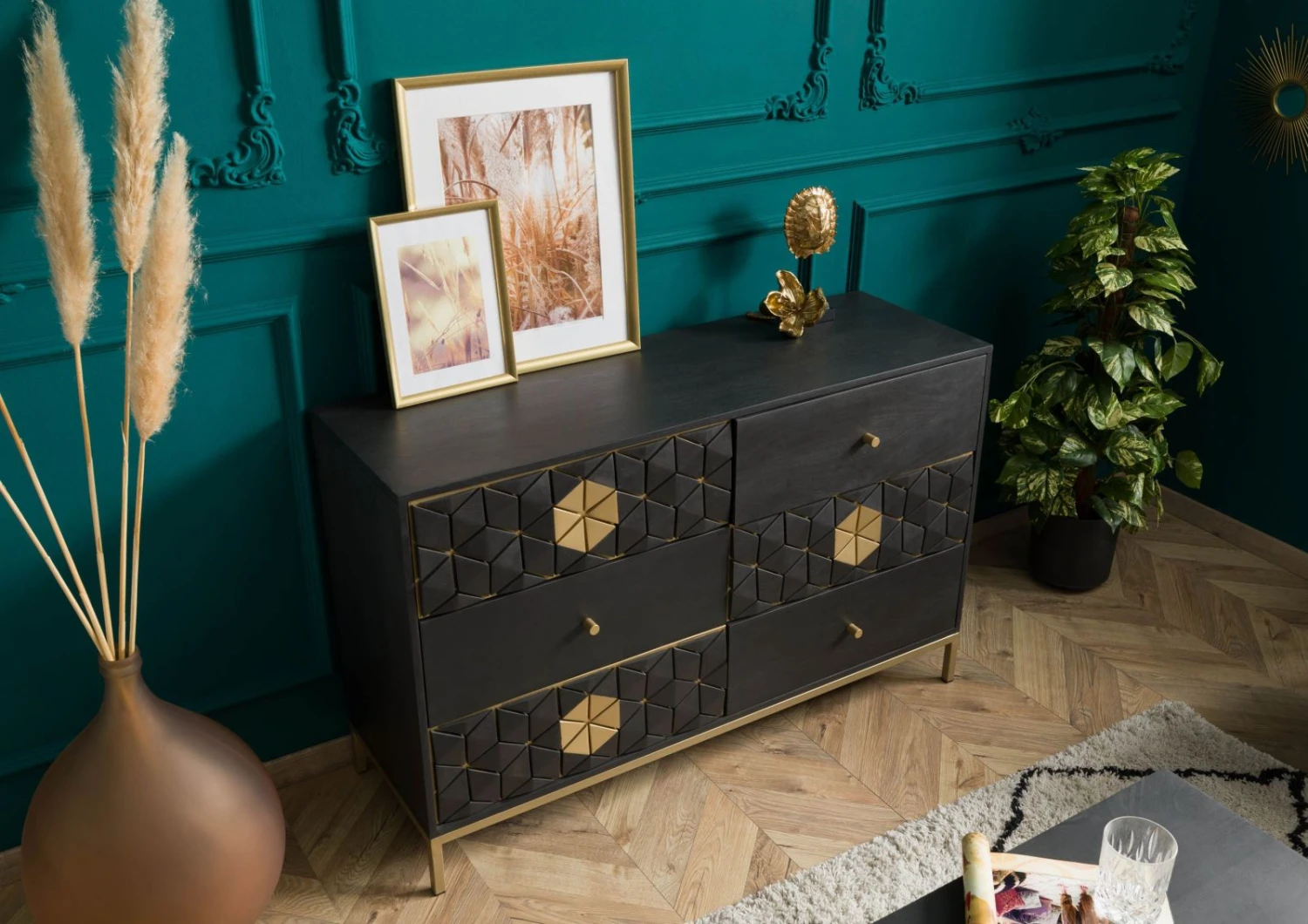 Buffet En Bois De Manguier 122x40x77 Gris Huilé DIAMOND #109 2 Buffet En Bois De Manguier 122x40x77 Gris Huilé DIAMOND #109 – Image 2