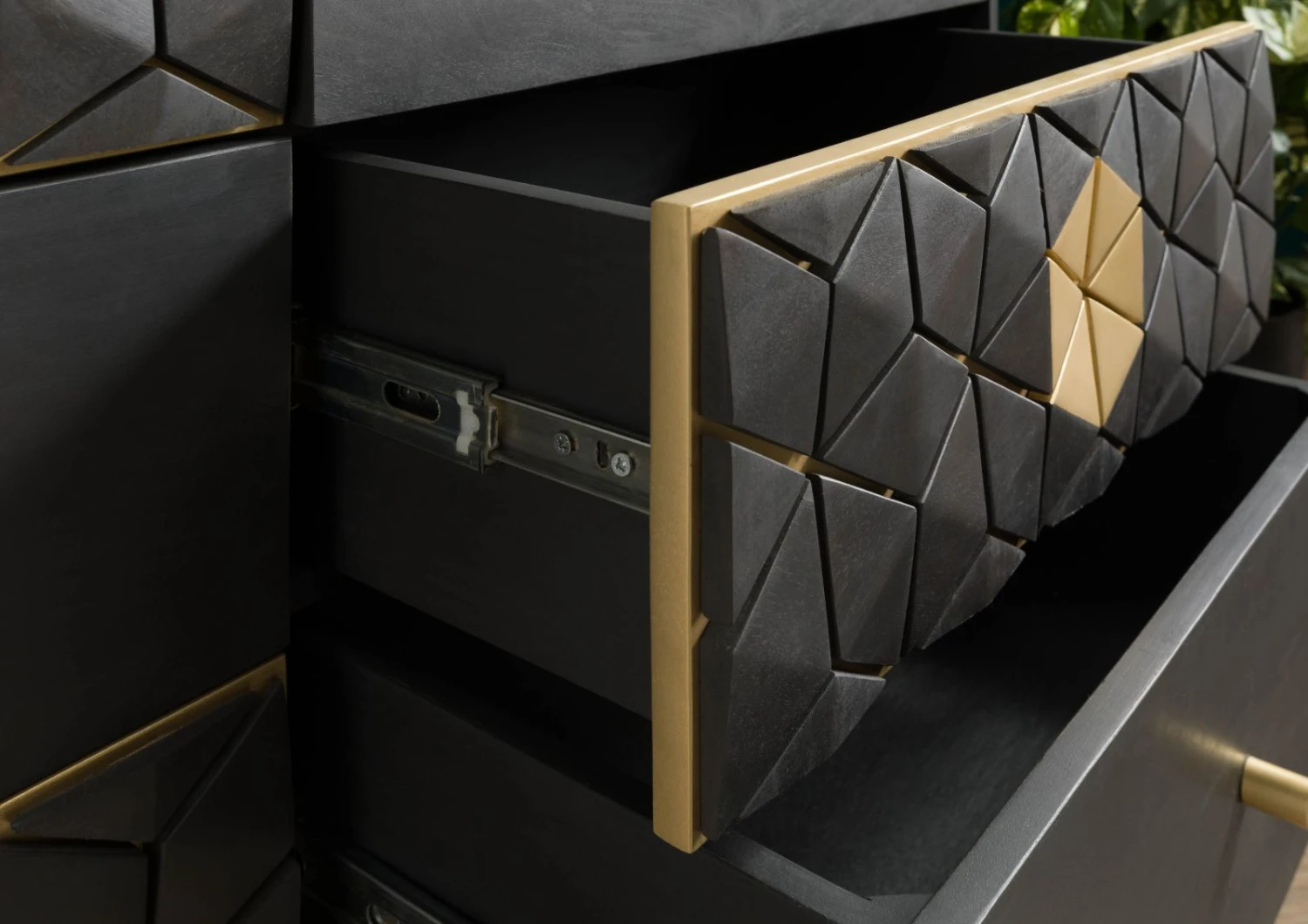 Buffet En Bois De Manguier 122x40x77 Gris Huilé DIAMOND #109 5 Buffet En Bois De Manguier 122x40x77 Gris Huilé DIAMOND #109 – Image 5