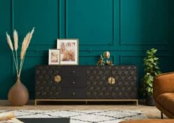 Buffet En Bois De Manguier 194x40x77 Gris Huilé DIAMOND #121