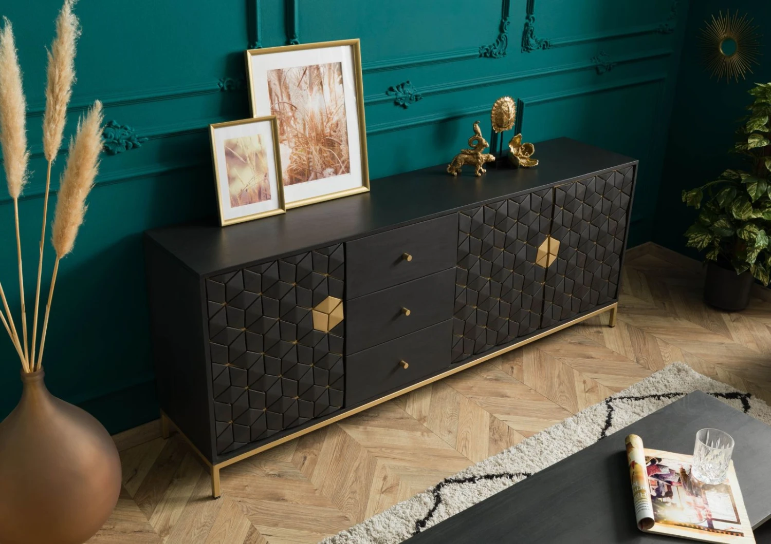 Buffet En Bois De Manguier 194x40x77 Gris Huilé DIAMOND #121 2 Buffet En Bois De Manguier 194x40x77 Gris Huilé DIAMOND #121 – Image 2