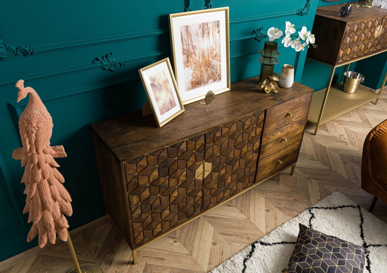 Buffet 145x40 Manguier Huilé Brun DIAMOND #207 2 Buffet 145x40 Manguier Huilé Brun DIAMOND #207 – Image 2