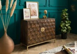 Buffet En Bois De Manguier 98x40x77 Marron Huilé DIAMOND #208 -Massivmoebel24 09 330 760 1008 03