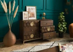 Buffet En Bois De Manguier 122x40x77 Marron Huilé DIAMOND #209 -Massivmoebel24 09 330 760 1009 04