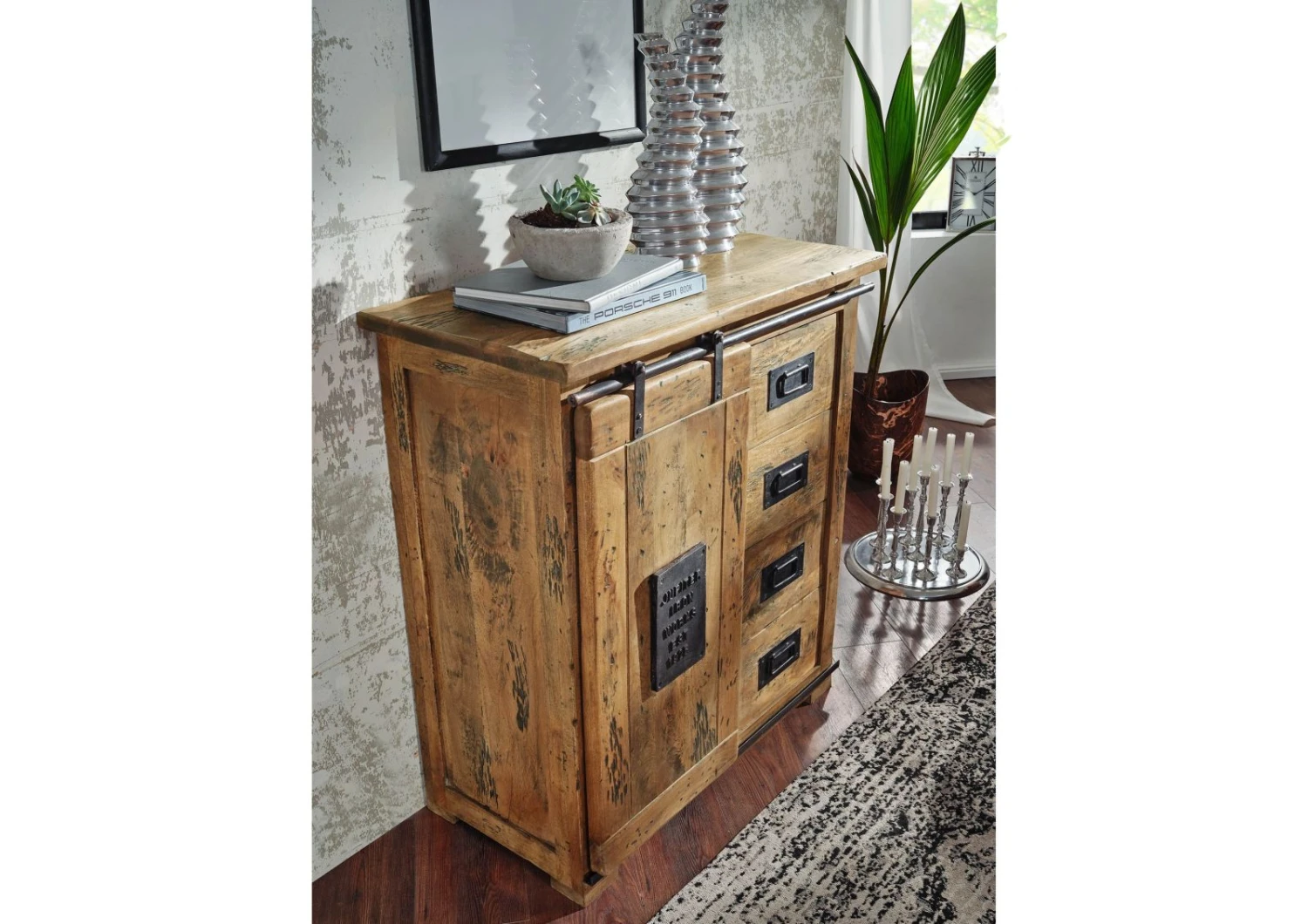 Commode 90x45 Manguier Laqué Bois Naturel RAILWAY #103 2 Commode 90x45 Manguier Laqué Bois Naturel RAILWAY #103 – Image 2