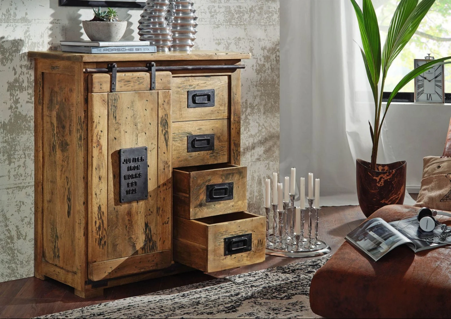 Commode 90x45 Manguier Laqué Bois Naturel RAILWAY #103 3 Commode 90x45 Manguier Laqué Bois Naturel RAILWAY #103 – Image 3