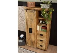 Armoire 100x45 Manguier Laqué Bois Naturel RAILWAY #114 -Massivmoebel24 09 330 772 0014 03