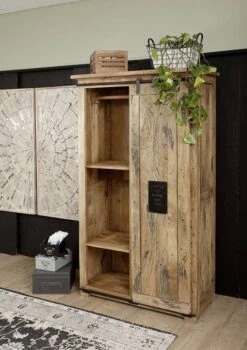 Armoire 100x45 Manguier Laqué Bois Naturel RAILWAY #114 -Massivmoebel24 09 330 772 0014 5