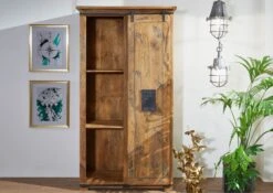 Armoire 100x50 Manguier Laqué Bois Naturel RAILWAY #115 -Massivmoebel24 09 330 772 0015 03